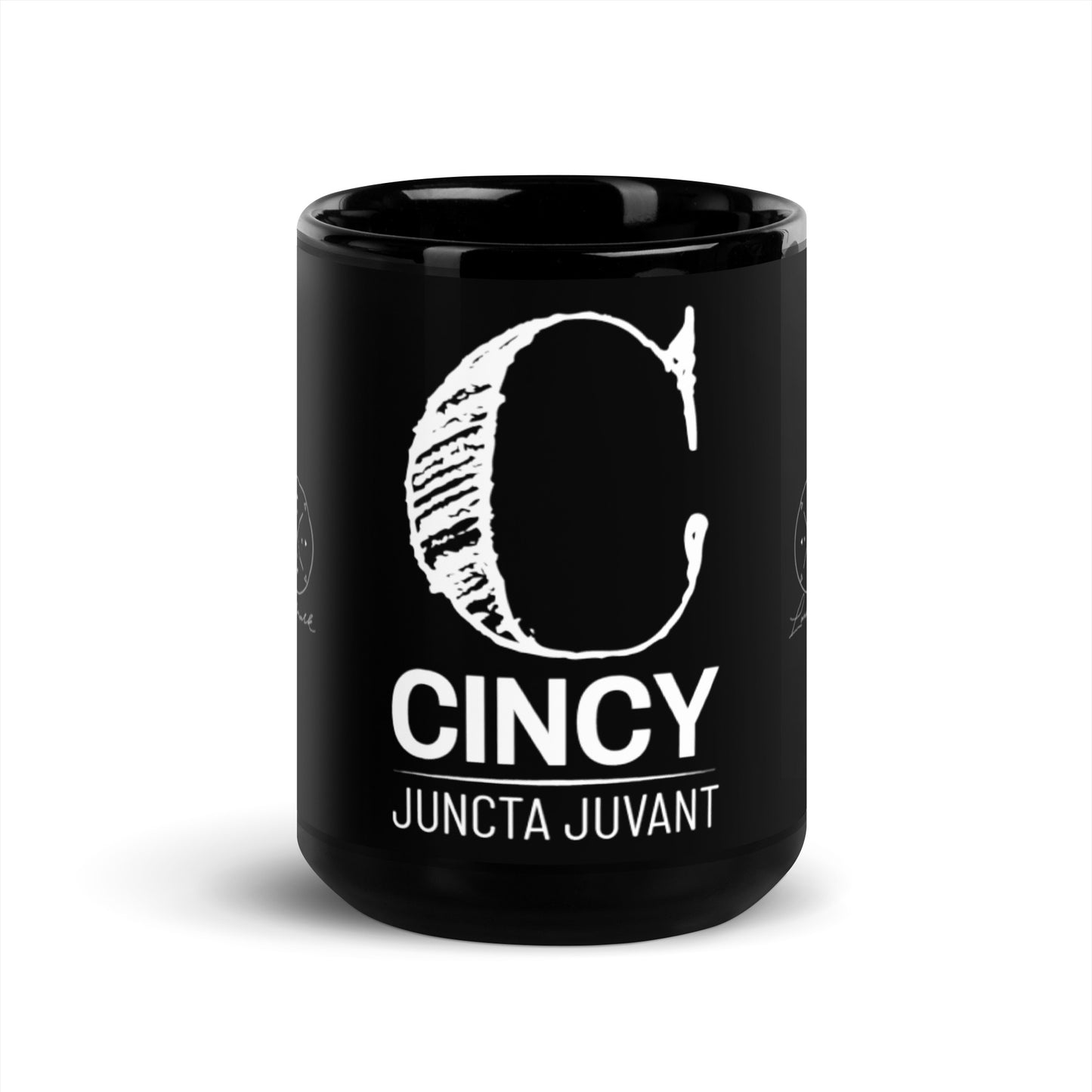 Cincy Juncta Juvant - Black Glossy Mug